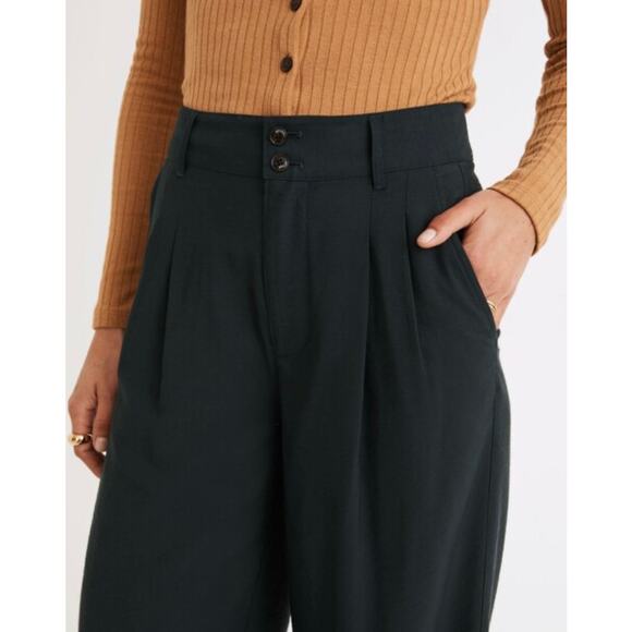 Madewell Drapey Pleated Wide-Leg Retro Slouchy Trouser Pants Dark Smoke - Size 0 - Picture 12 of 13
